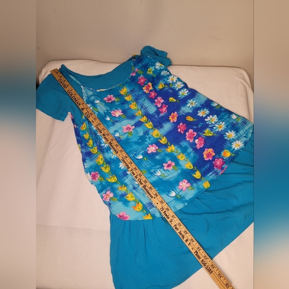 Vintage Jams World Water Daisy Turquoise Floral Boho Lagenlook Hawaiian Mini - Picture 5 of 12